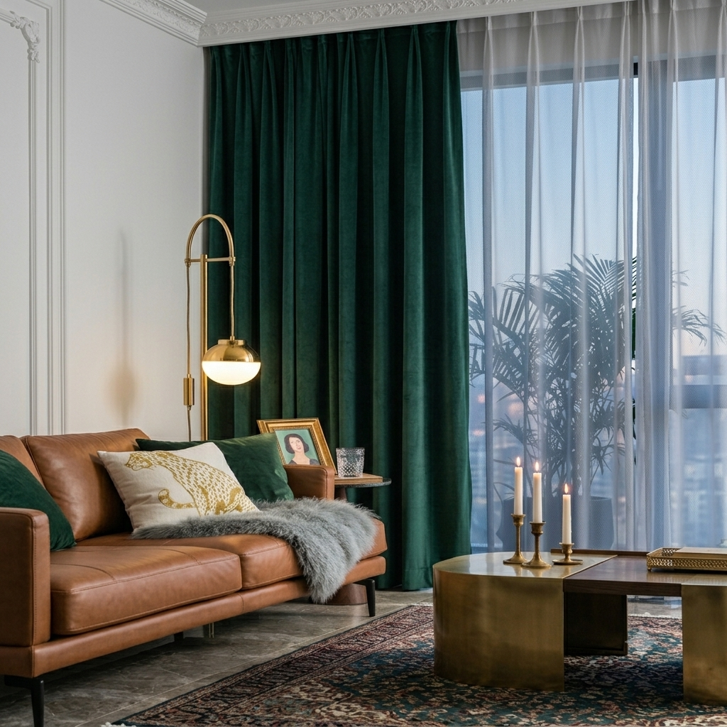 MERIN-O-Z REGAL EMERALD Velvet Blackout Curtains
