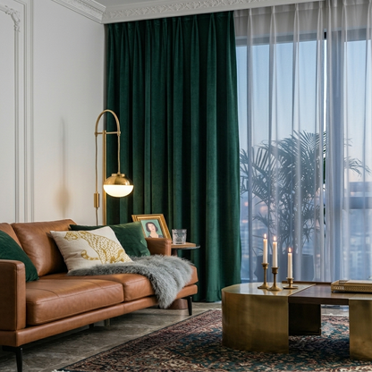 MERIN-O-Z REGAL EMERALD Velvet Blackout Curtains