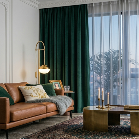 MERIN-O-Z REGAL EMERALD Velvet Blackout Curtains