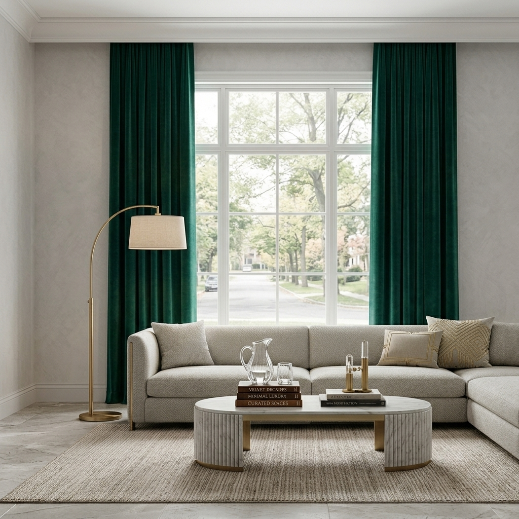 MERIN-O-Z REGAL EMERALD Velvet Blackout Curtains