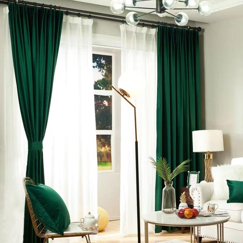 Luxurious Dark Green Velvel Blackout Curtains - Fansee Australia