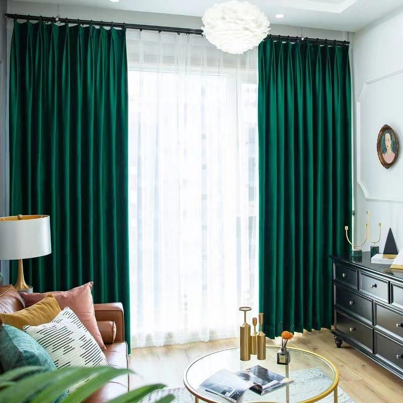 Luxurious Dark Green Velvel Blackout Curtains - Fansee Australia